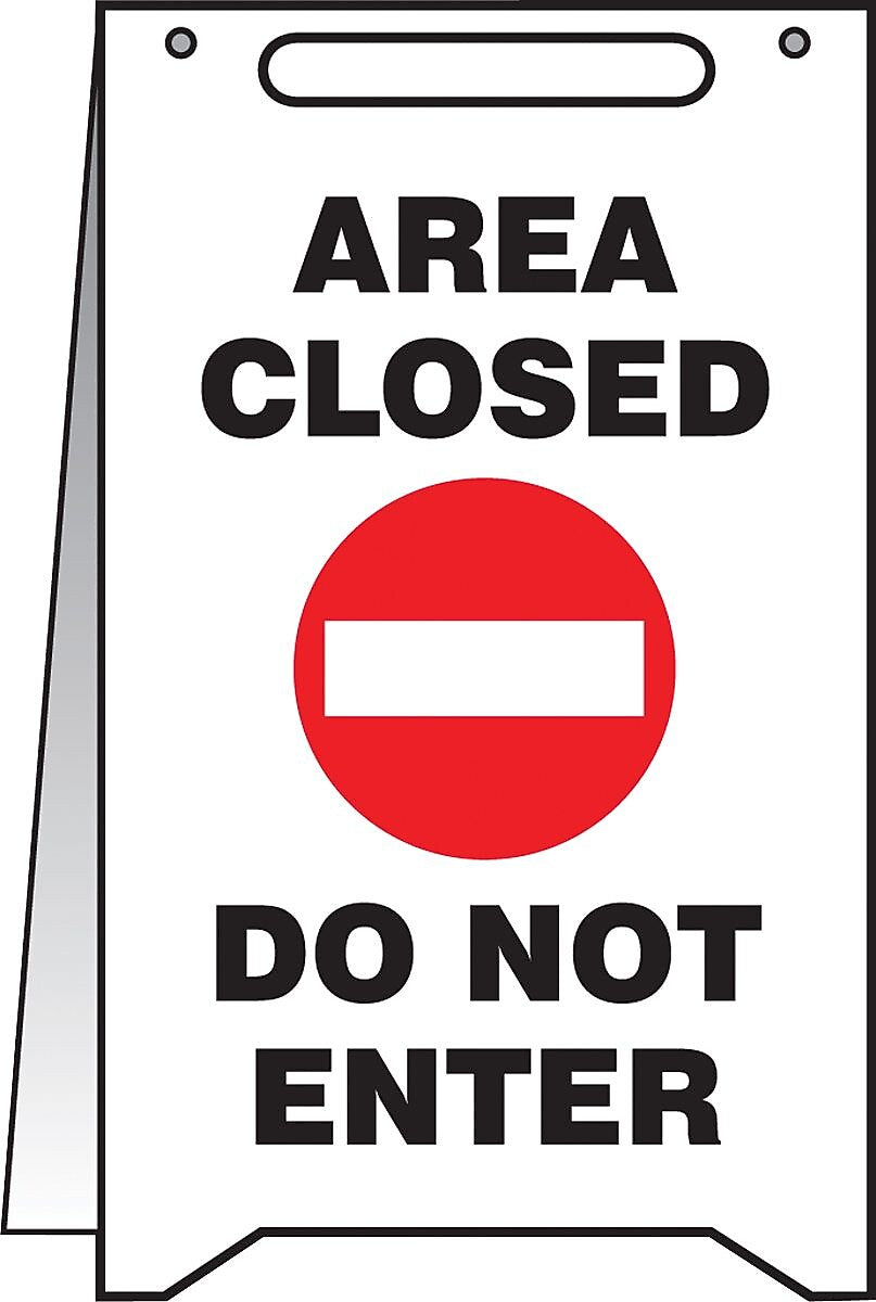 Accuform Slip-Gard AREA CLOSED DO NOT ENTER Fold-Ups, Red/Black/White, 20"H x 12"W (PFR637)