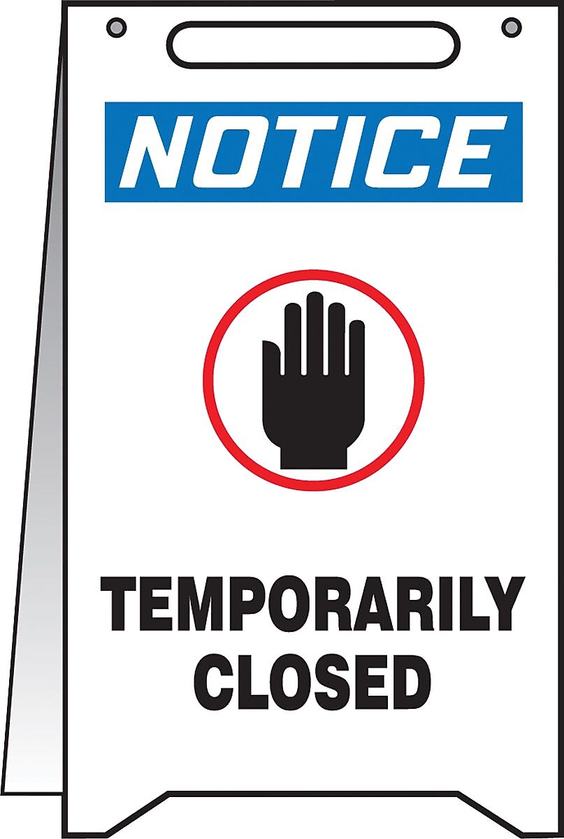 Accuform Slip-Gard NOTICE TEMPORARY CLOSED Fold-Ups, Blue/Black/White, 20"H x 12"W (PFR636)