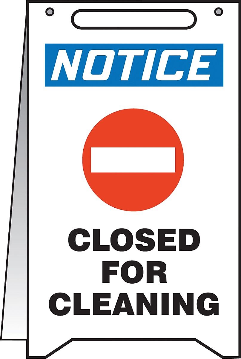 Accuform Slip-Gard NOTICE CLOSED FOR CLEANING Fold-Ups, Blue/Black/White, 20"H x 12"W (PFR612)