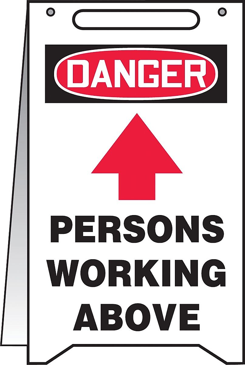 Accuform Slip-Gard DANGER PERSONS WORKING ABOVE Fold-Ups, Black/Red/White, 20"H x 12"W (MF103)