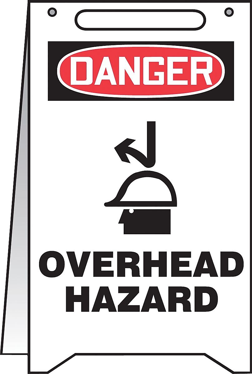 Accuform Slip-Gard DANGER OVERHEAD HAZARD Fold-Ups, Red/Black/White, 20"H x 12"W (PFR609)