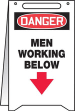 Accuform Slip-Gard DANGER MEN WORKING BELOW Fold-Ups, Red/Black/White, 20"H x 12"W (PFR607)