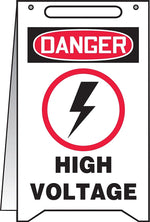 Accuform Slip-Gard DANGER HIGH VOLTAGE Fold-Ups, Black/Red/White, 20"H x 12"W (MF108)