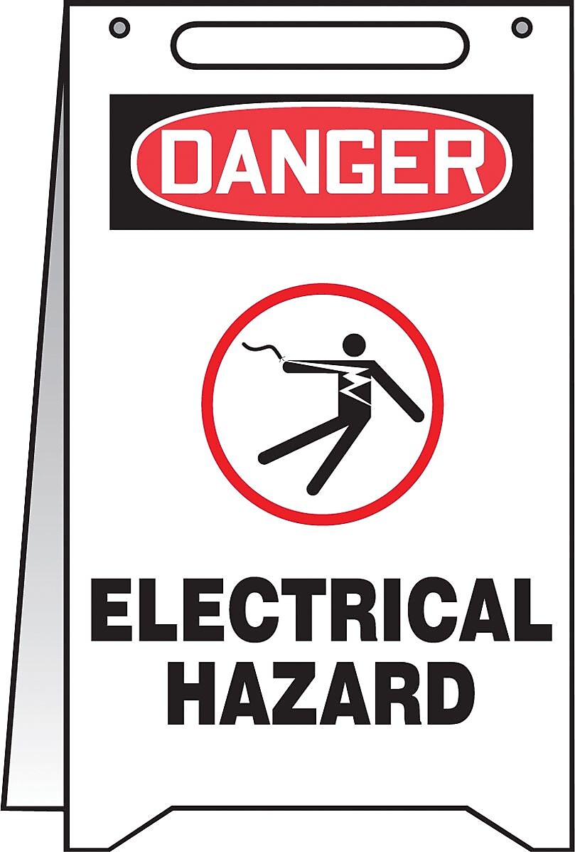Accuform Slip-Gard DANGER ELECTRICAL HAZARD Fold-Ups, Red/Black/White, 20"H x 12"W (PFR604)