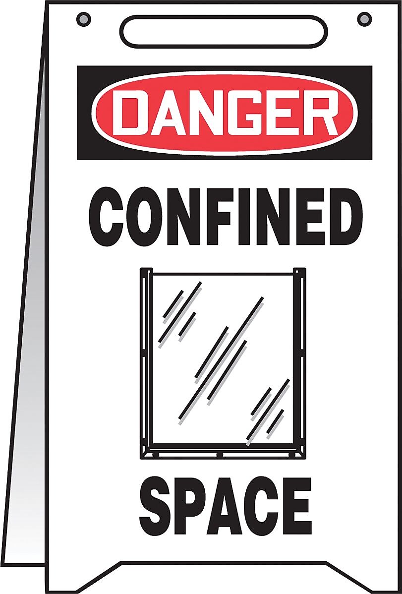 Accuform Slip-Gard DANGER CONFINED SPACE Fold-Ups, Red/Black/White, 20"H x 12"W (PFR140)