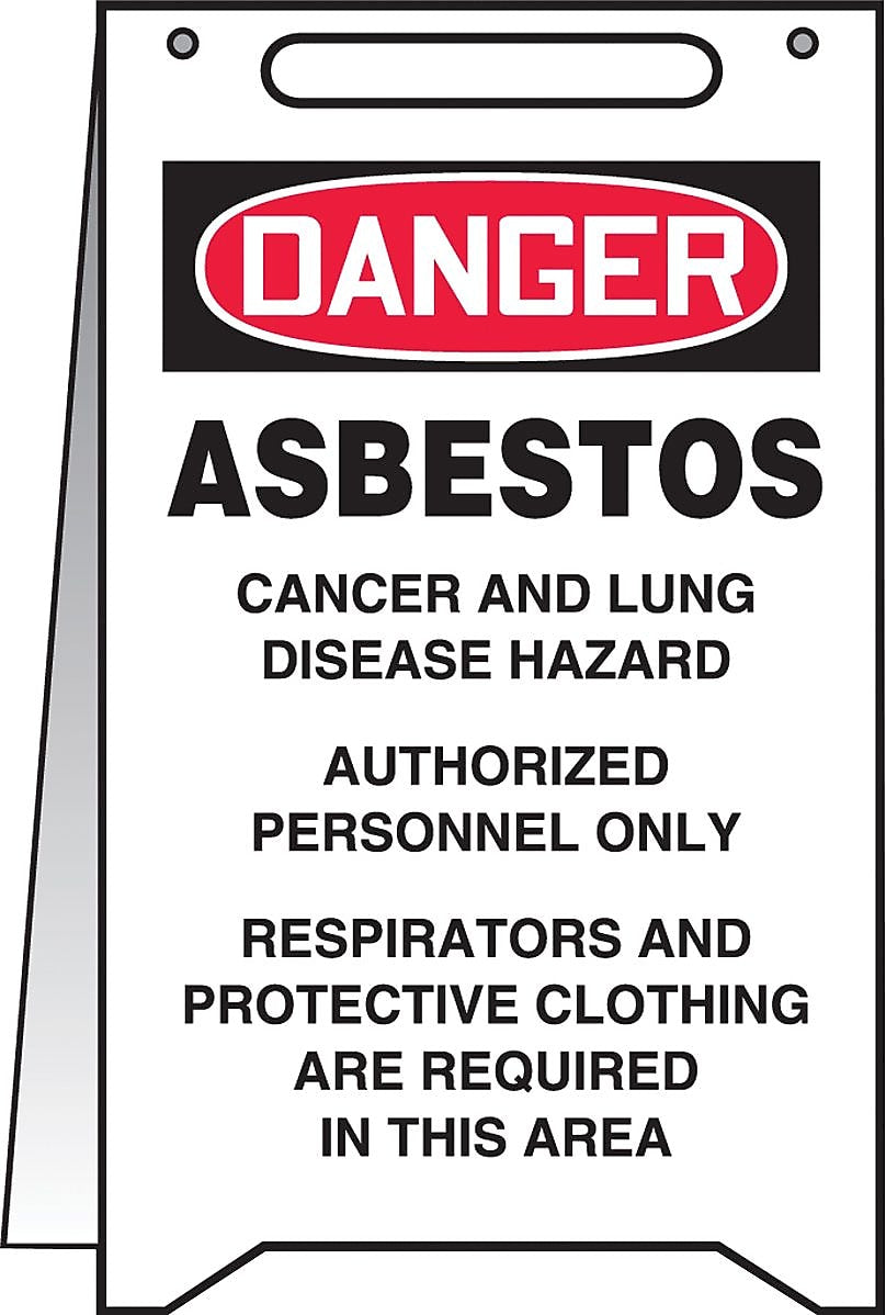 Accuform Signs® Slip-Gard™ DANGER ASBESTOS CANCER AND.. Fold-Ups, Black/Red/White, 20"H x 12"W, 1/Pk