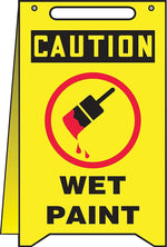 Accuform Slip-Gard CAUTION WET PAINT Fold-Ups, Black/Red/Yellow, 20"H x 12"W (MF107)