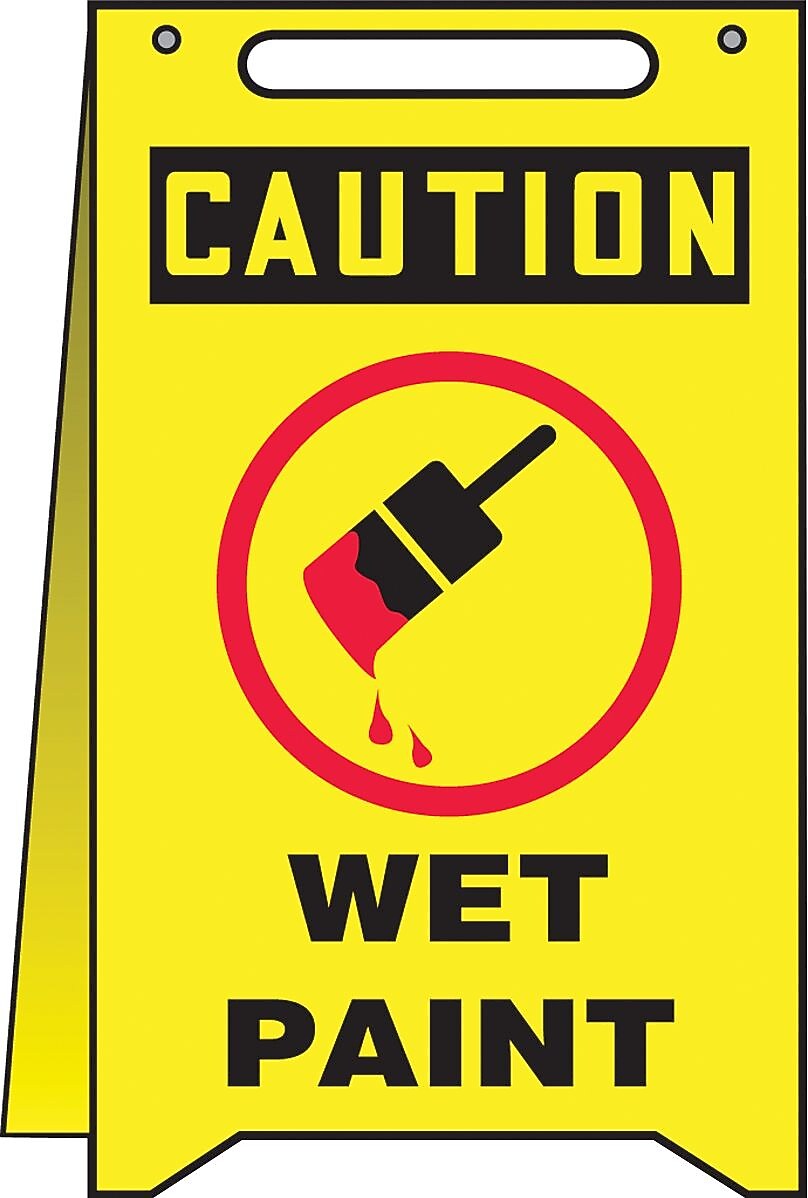 Accuform Slip-Gard CAUTION WET PAINT Fold-Ups, Black/Red/Yellow, 20"H x 12"W (MF107)