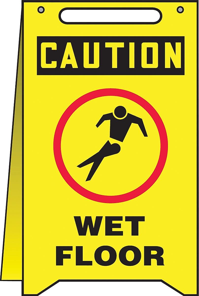 Accuform Slip-Gard CAUTION WET FLOOR Fold-Ups, Black/Red/Yellow, 20"H x 12"W (MF111)