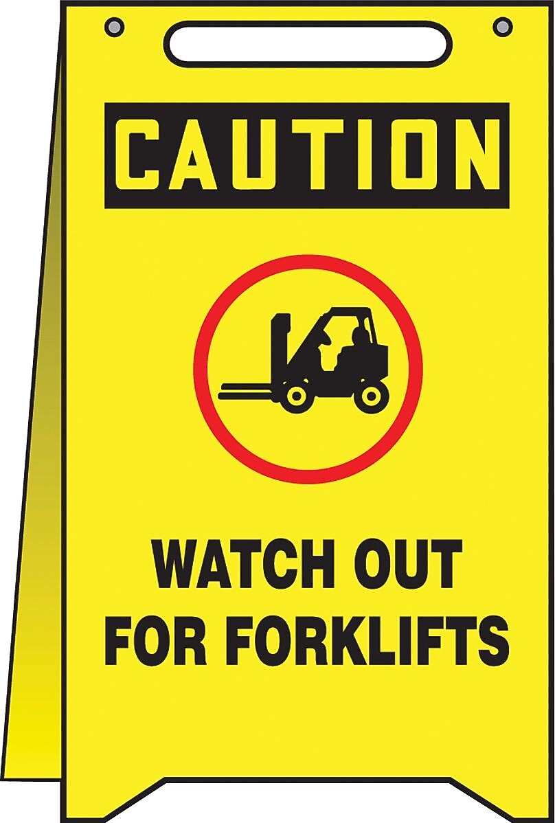 Accuform Slip-Gard CAUTION WATCH OUT FOR FORKLIFTS Fold-Ups, Red/Black/Yellow, 20"H x 12"W (PFR634)