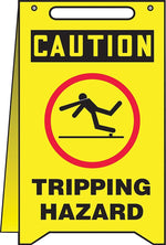 Accuform Slip-Gard CAUTION TRIPPING HAZARD Fold-Ups, Black/Red/Yellow, 20"H x 12"W (MF118)