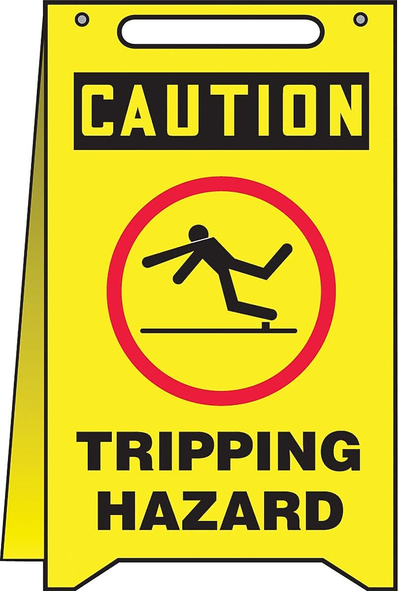 Accuform Slip-Gard CAUTION TRIPPING HAZARD Fold-Ups, Black/Red/Yellow, 20"H x 12"W (MF118)