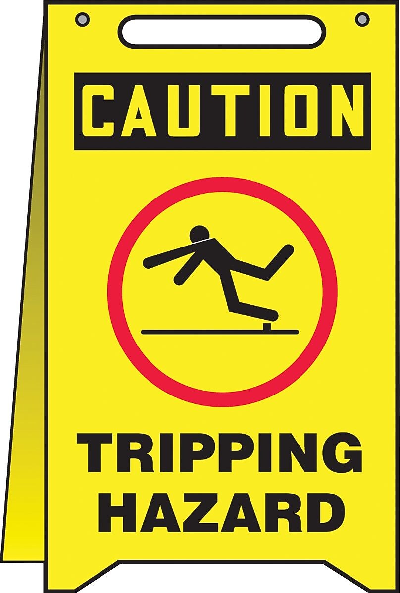 Accuform Slip-Gard CAUTION TRIPPING HAZARD Fold-Ups, Black/Red/Yellow, 20"H x 12"W (MF118)