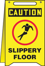 Accuform Slip-Gard CAUTION SLIPPERY FLOOR Fold-Ups, Black/Red/Yellow, 20"H x 12"W (MF105)
