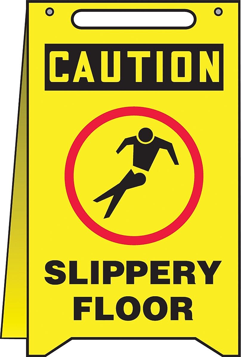 Accuform Slip-Gard CAUTION SLIPPERY FLOOR Fold-Ups, Black/Red/Yellow, 20"H x 12"W (MF105)