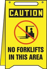 Accuform Slip-Gard CAUTION NO FORKLIFTS IN THIS AREA Fold-Ups, Red/Black/Yellow, 20"H x 12"W (PFR626)