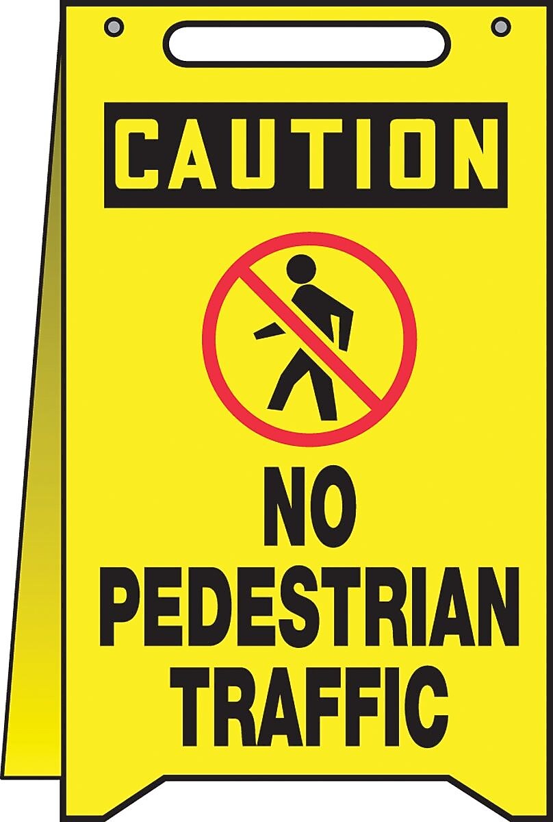 Accuform Slip-Gard CAUTION NO PEDESTRIAN TRAFFIC Fold-Ups, Black/Yellow, 20"H x 12"W (PFR627)