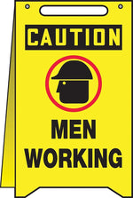 Accuform Slip-Gard CAUTION MEN WORKING Fold-Ups, Black/Yellow, 20"H x 12"W (PFR603)