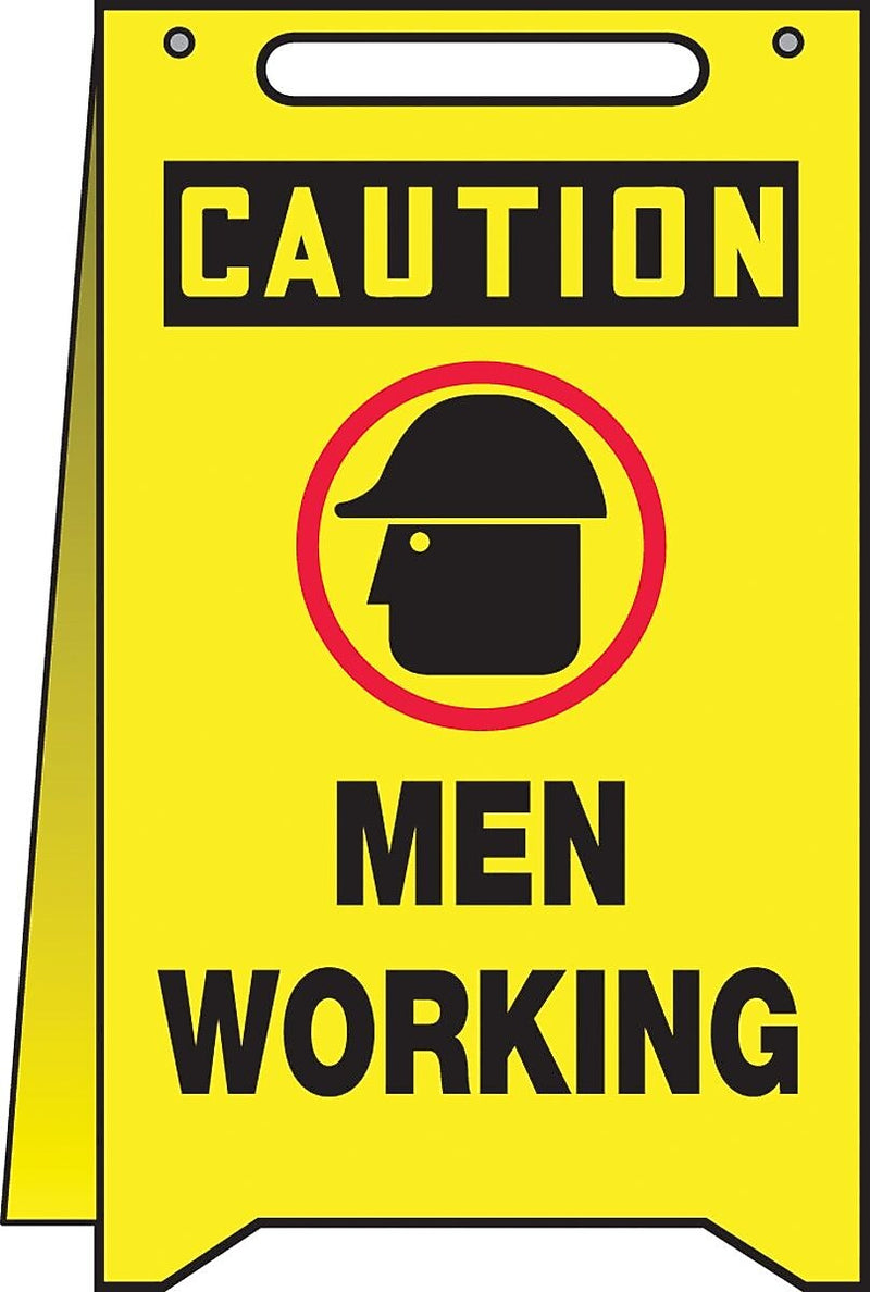 Accuform Slip-Gard CAUTION MEN WORKING Fold-Ups, Black/Yellow, 20"H x 12"W (PFR603)