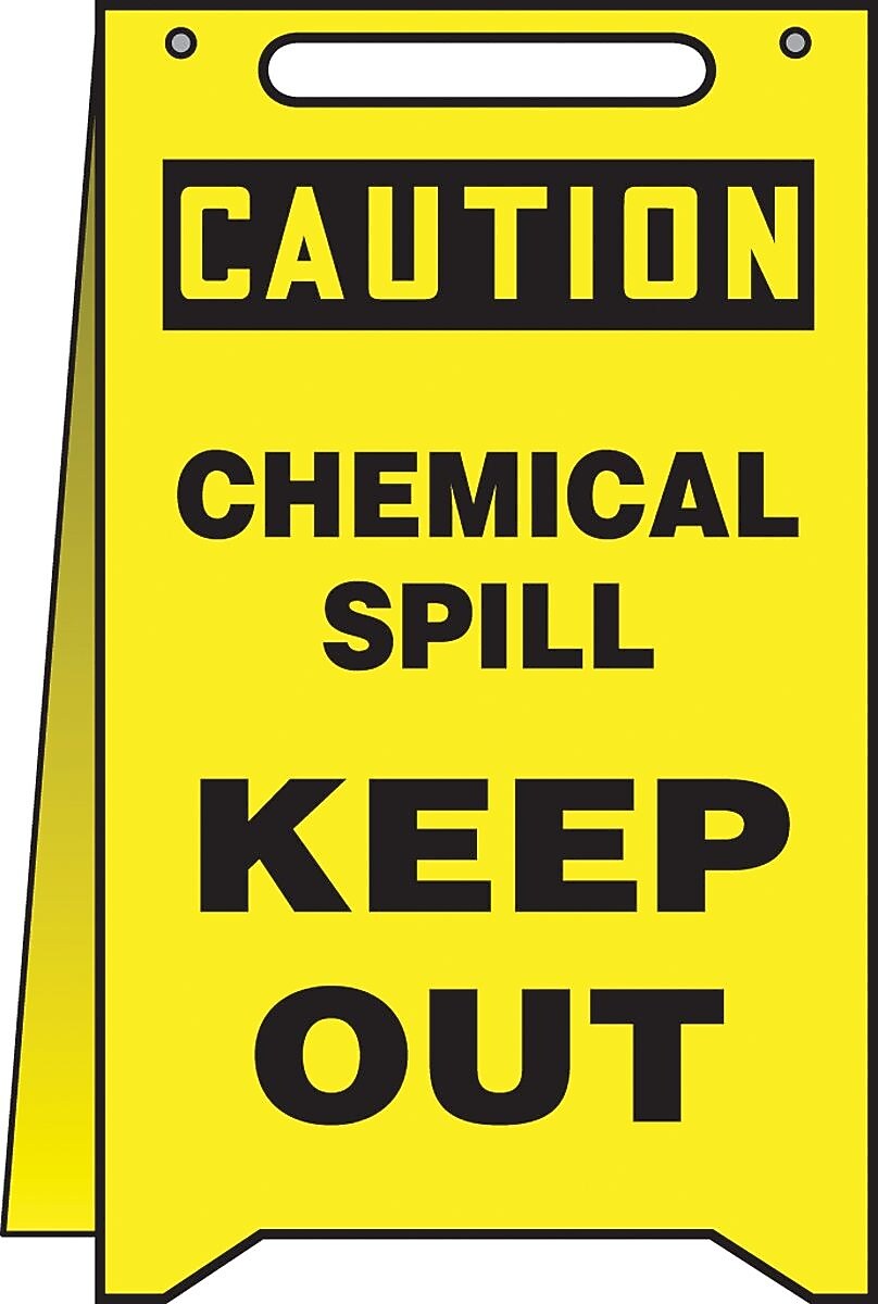 Accuform Slip-Gard CAUTION CHEMICAL SPILL KEEP OUT Fold-Ups, Black/Yellow, 20"H x 12"W (MF112)