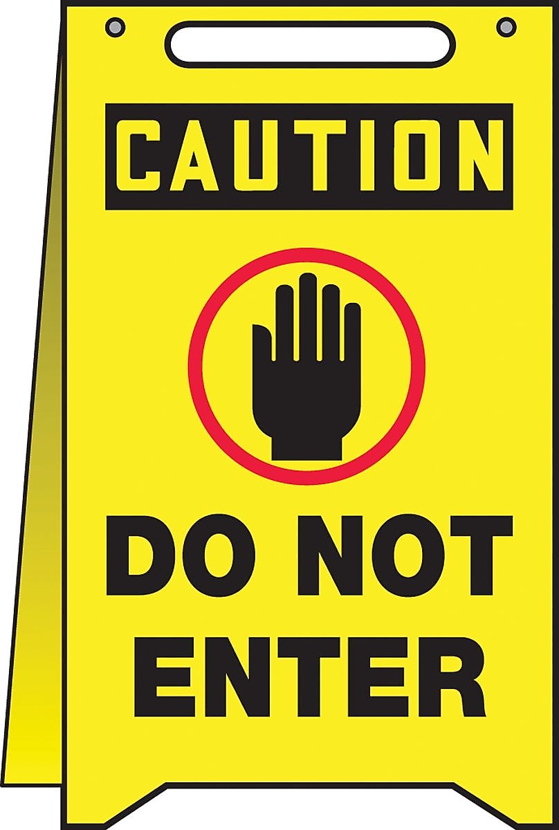 Accuform Slip-Gard CAUTION DO NOT ENTER Fold-Ups, Black/Yellow, 20"H x 12"W (PFR611)