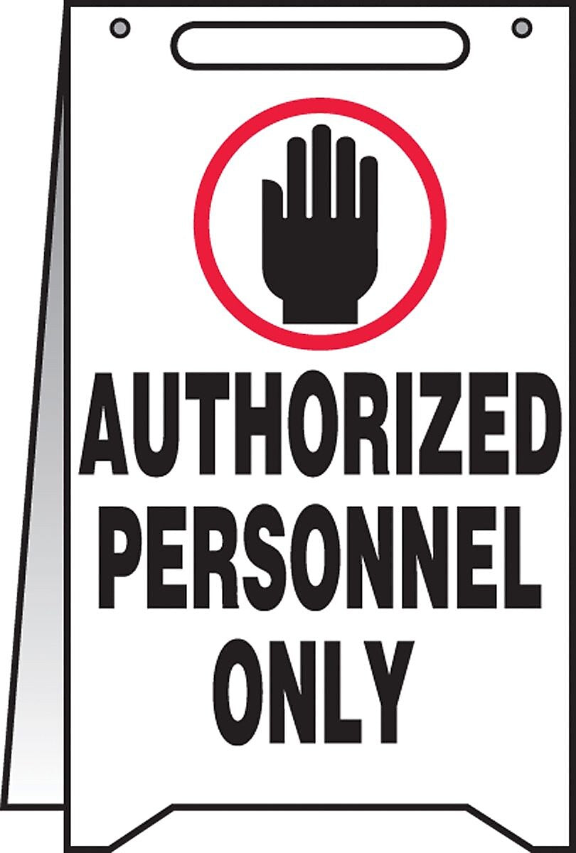 Accuform Slip-Gard AUTHORIZED PERSONNEL ONLY Fold-Ups, Black/White, 20"H x 12"W (PFR229)