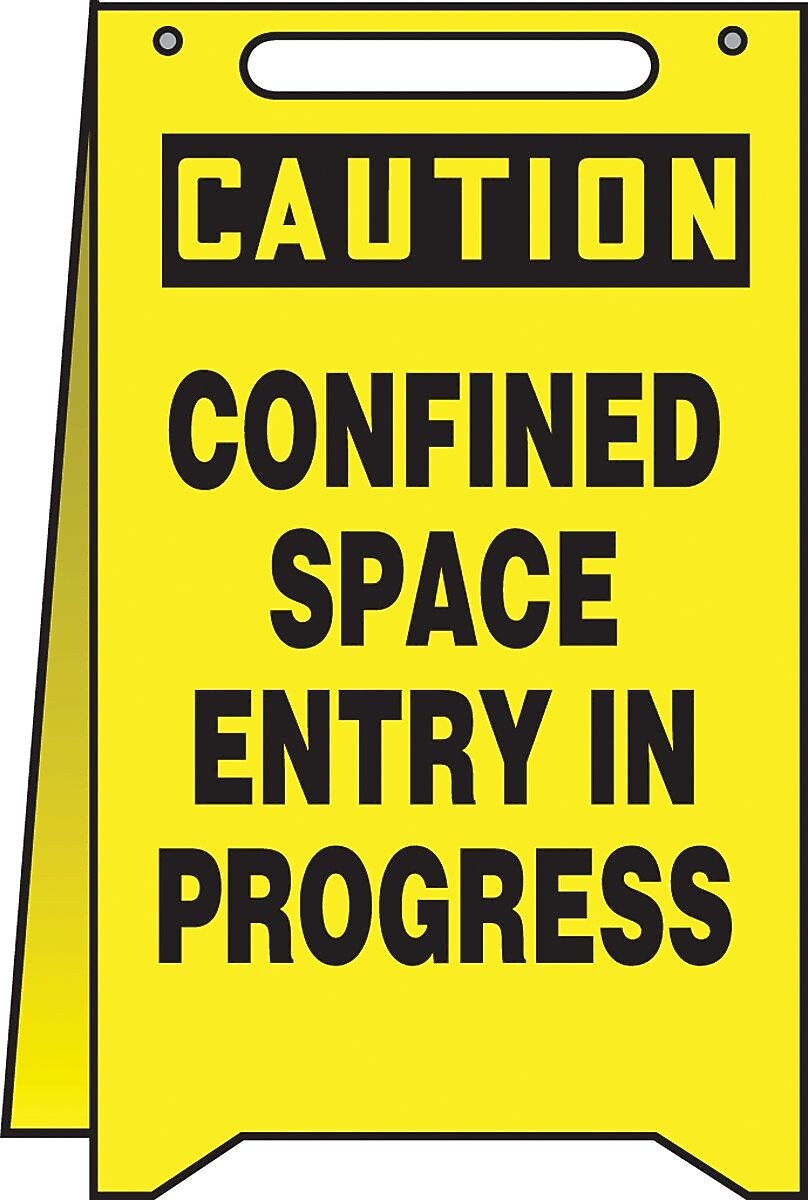 Accuform Slip-Gard CAUTION CONFINED SPACE ENTRY IN PROGRESS Fold-Ups, Black/Yellow, 20"x12" (PFR136)