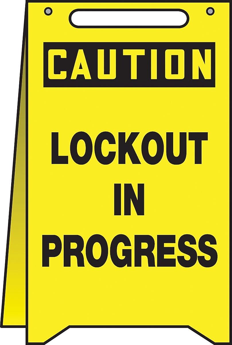 Accuform Slip-Gard CAUTION LOCKOUT IN PROGRESS Fold-Ups, Black/Yellow, 20"H x 12"W (PFR170)