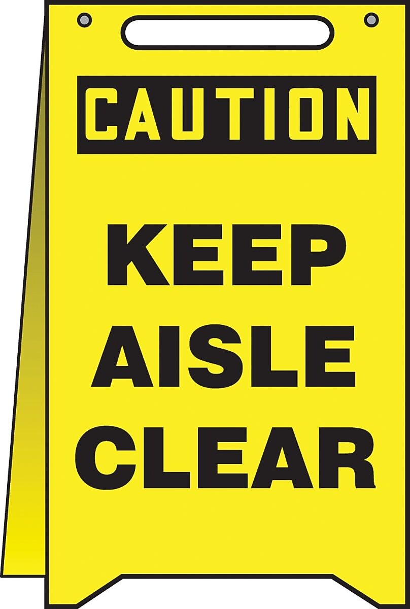 Accuform Slip-Gard CAUTION KEEP AISLE CLEAR Fold-Ups, Black/Yellow, 20"H x 12"W (PFR623)