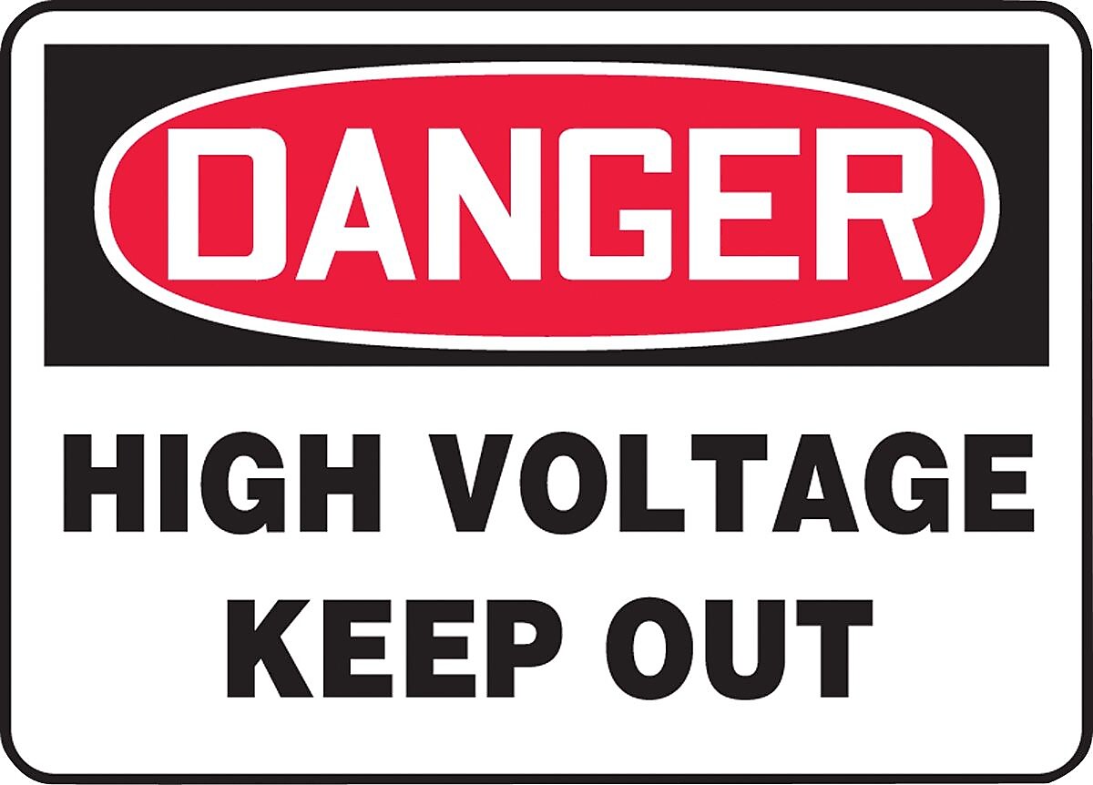 Accuform Signs Safety Sign, DANGER HIGH VOLTAGE KEEP OUT, 10" x 14", Aluminum, Each