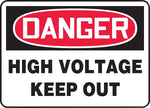 Accuform Signs Safety Sign, DANGER HIGH VOLTAGE KEEP OUT, 10" x 14", Aluminum, Each