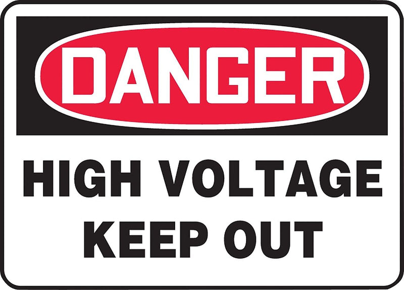 Accuform Signs Safety Sign, DANGER HIGH VOLTAGE KEEP OUT, 10" x 14", Aluminum, Each