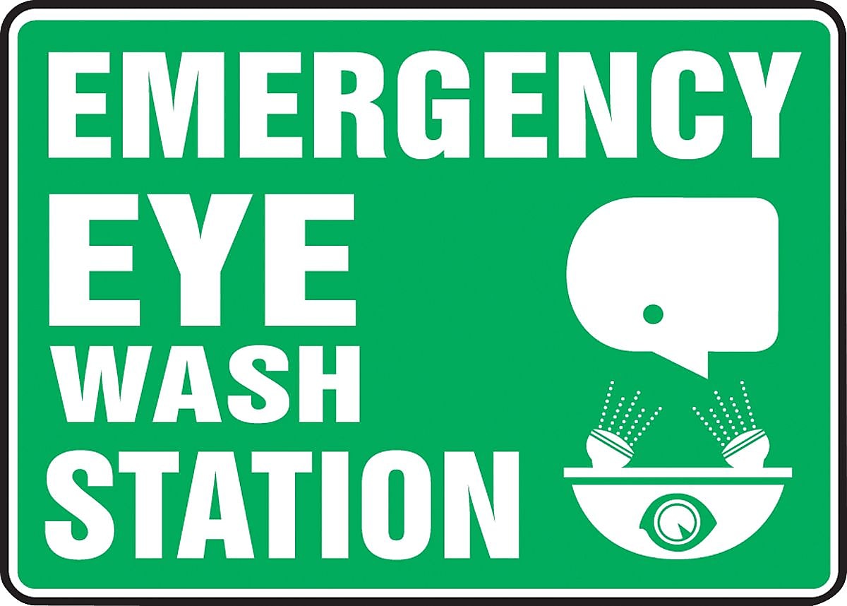 Accuform Safety Sign, EMERGENCY EYE WASH STATION, 10" x 14", Plastic (MFSD544VP)