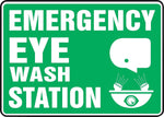 Accuform Safety Sign, EMERGENCY EYE WASH STATION, 10" x 14", Plastic (MFSD544VP)