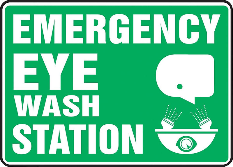 Accuform Safety Sign, EMERGENCY EYE WASH STATION, 10" x 14", Plastic (MFSD544VP)