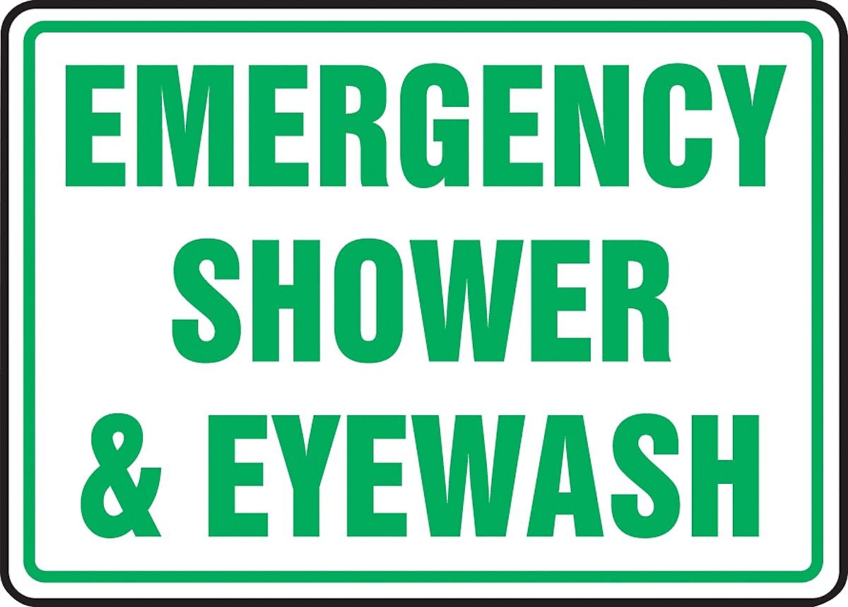 Accuform Safety Sign, EMERGENCY SHOWER & EYEWASH, 10" x 14", Plastic (MFSD542VP)