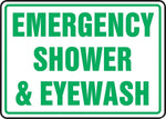 Accuform Safety Sign, EMERGENCY SHOWER & EYEWASH, 10" x 14", Plastic (MFSD542VP)