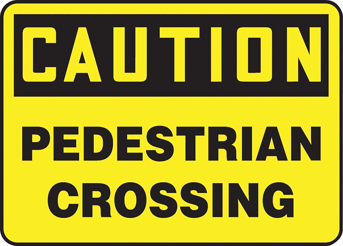 ACCUFORM SIGNS® Safety Sign, CAUTION PEDESTRIAN CROSSING, 7" x 10", Aluminum, Each