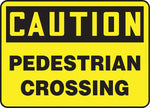 ACCUFORM SIGNS® Safety Sign, CAUTION PEDESTRIAN CROSSING, 7" x 10", Aluminum, Each