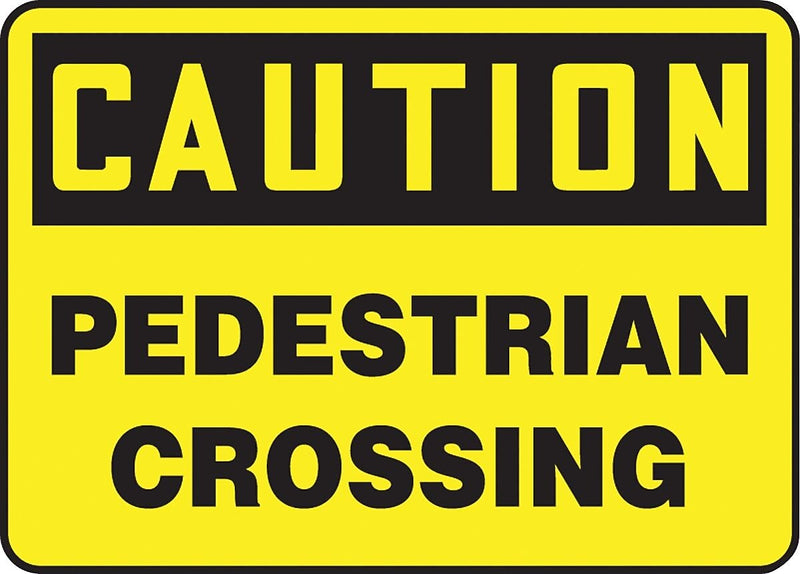 ACCUFORM SIGNS® Safety Sign, CAUTION PEDESTRIAN CROSSING, 7" x 10", Aluminum, Each
