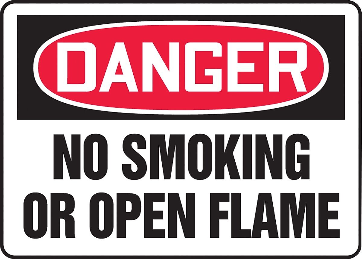 Accuform Safety Sign, DANGER NO SMOKING OR OPEN FLAME, 7" x 10", Plastic (MSMK120VP)