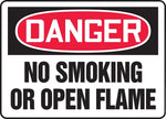 Accuform Safety Sign, DANGER NO SMOKING OR OPEN FLAME, 7" x 10", Plastic (MSMK120VP)