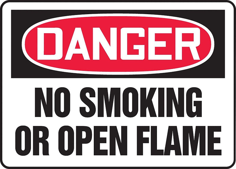 Accuform Safety Sign, DANGER NO SMOKING OR OPEN FLAME, 7" x 10", Plastic (MSMK120VP)