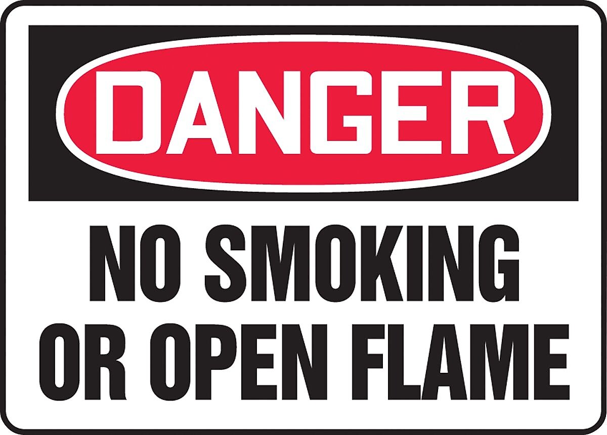 Accuform Safety Sign, DANGER NO SMOKING OR OPEN FLAME, 7" x 10", Aluminum (MSMK120VA)