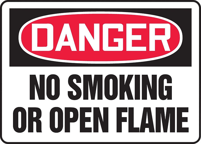 Accuform Safety Sign, DANGER NO SMOKING OR OPEN FLAME, 7" x 10", Aluminum (MSMK120VA)