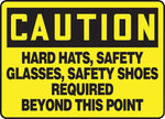 Accuform Safety Sign; HARD HATS, SAFETY GLASSES, SAFETY SHOES REQUIRED, 10"x14", Aluminum (MPPE722VA)