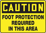 ACCUFORM SIGNS® Safety Sign, CAUTION FOOT PROTECTION REQUIRED IN THIS AREA, 10" x 14", Plastic, Each
