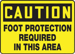 ACCUFORM SIGNS® Safety Sign, CAUTION FOOT PROTECTION REQUIRED IN THIS AREA, 10" x 14", Aluminum, Ea.