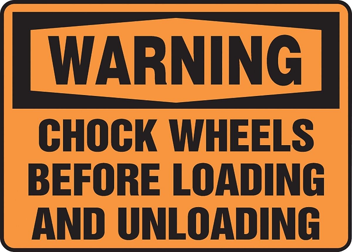 Accuform Safety Sign, WARNING CHOCK WHEELS BEFORE LOADING AND UNLOADING, 7" x 10", Plastic (MTKC302VP)