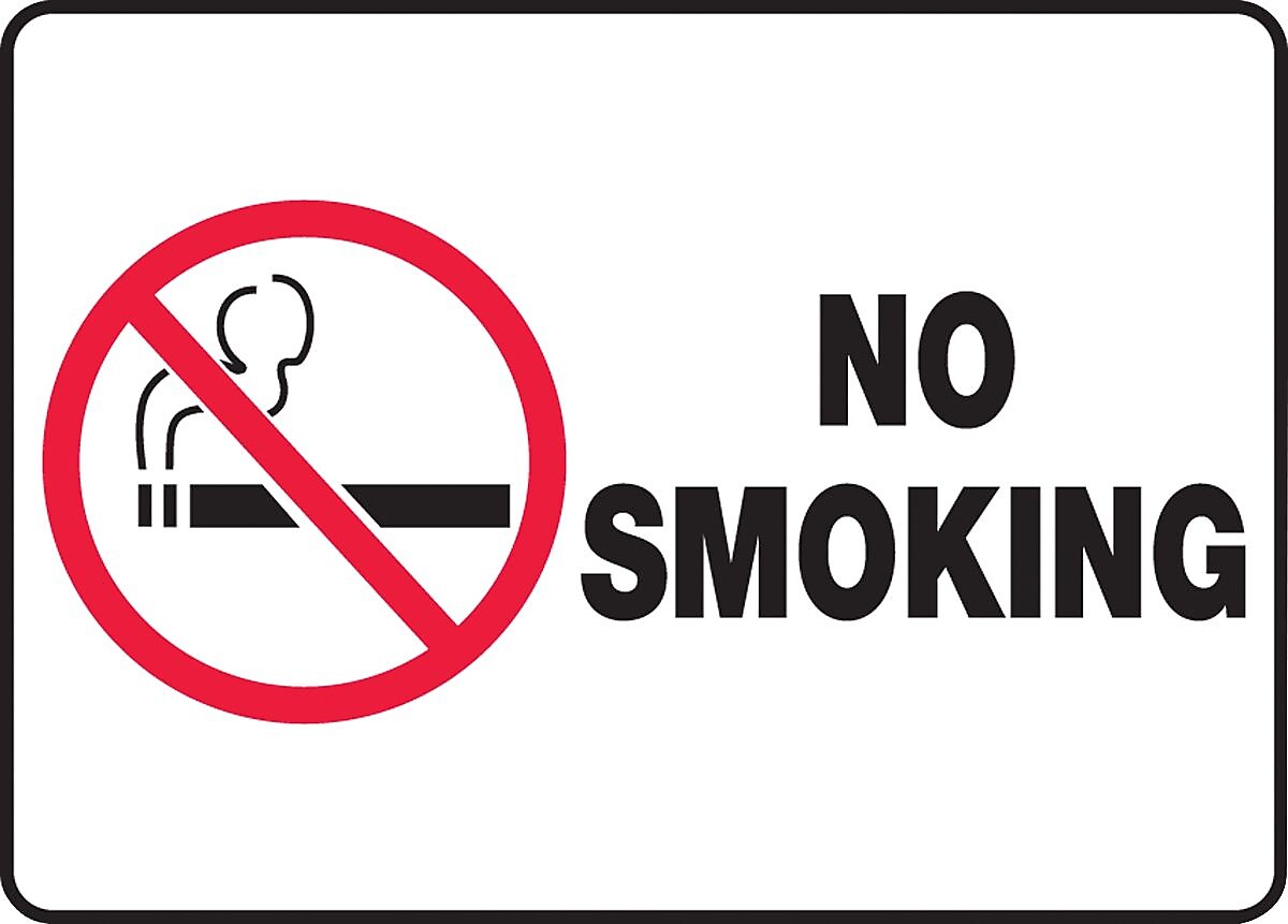 Accuform Safety Sign, NO SMOKING, 10" x 14", Plastic (MSMK948VP)